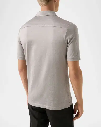 Eton Men's Filo di Scozia Cotton Jaquard Polo Shirt | Thumbnail 2