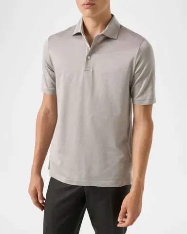 Eton Men's Filo di Scozia Cotton Jaquard Polo Shirt | Thumbnail 3