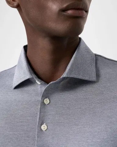 Eton Men's Filo di Scozia Cotton Jaquard Polo Shirt | Thumbnail 4
