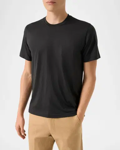 Eton Men's Cotton and Silk Solid Crewneck T-Shirt | Thumbnail 4 Eton Men's Cotton and Silk Solid Crewneck T-Shirt | Thumbnail 4