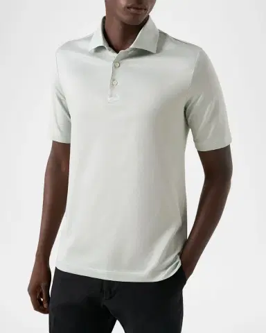 Eton Men's Filo di Scozia Cotton Jaquard Polo Shirt | Thumbnail 3