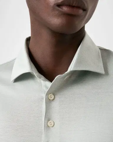 Eton Men's Filo di Scozia Cotton Jaquard Polo Shirt | Thumbnail 4