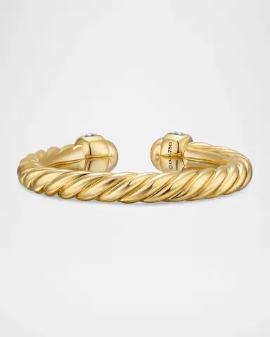 David Yurman Modern Cable Open Ring in 18K Gold with Diamonds, 2.8mm | Thumbnail 4