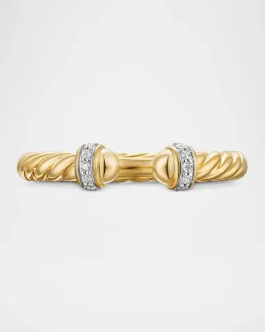 David Yurman Modern Cable Open Ring in 18K Gold with Diamonds, 2.8mm | Thumbnail 5