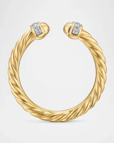 David Yurman Modern Cable Open Ring in 18K Gold with Diamonds, 2.8mm | Thumbnail 6