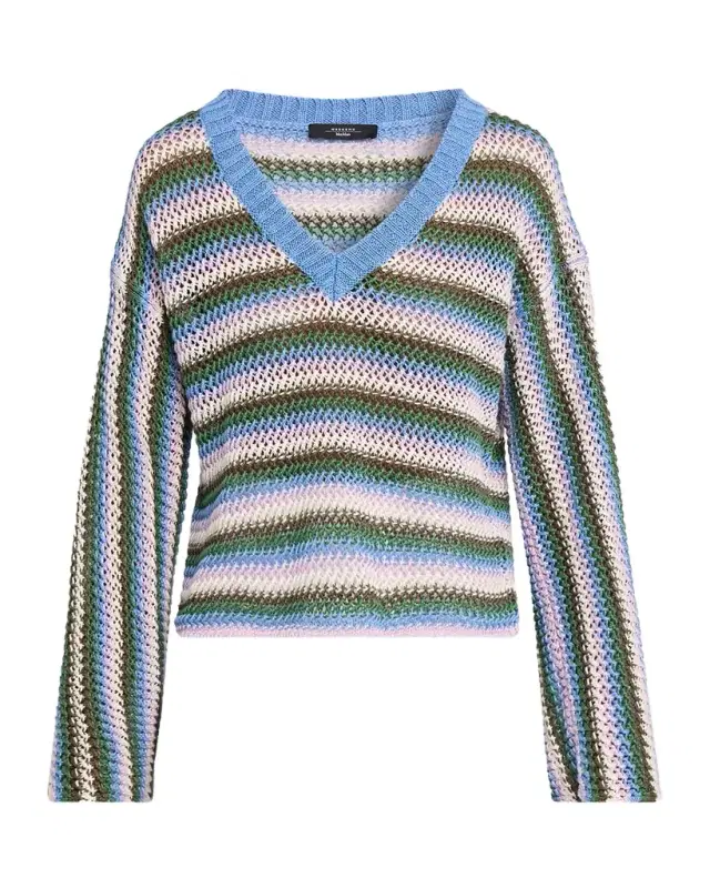 Epica Striped Mesh-Knit Linen Sweater