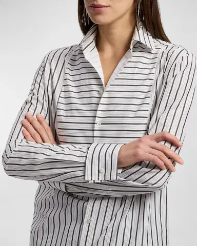 Ralph Lauren Collection Striped Cotton Poplin Bib-Front Shirt | Thumbnail 3 Ralph Lauren Collection Striped Cotton Poplin Bib-Front Shirt | Thumbnail 3