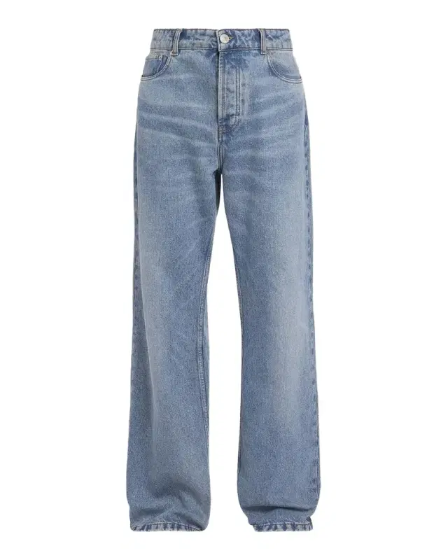 Men 's Faded Denim Wide-Leg Jeans