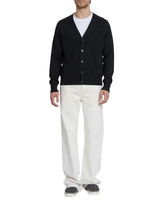Men 's Tonal Embroidered Ami De Coeur Wool Knit Cardigan