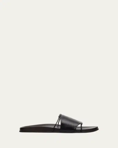 The Row Vivienne Flat Leather Slide Sandals | Thumbnail 4 The Row Vivienne Flat Leather Slide Sandals | Thumbnail 4