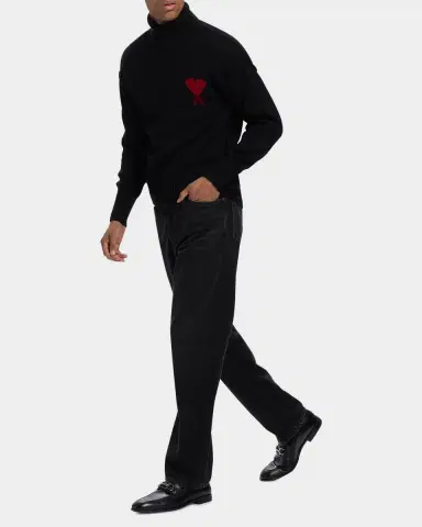 Ami Paris Men 's Ami De Coeur Wool Knit Crewneck Sweater | Thumbnail 2
