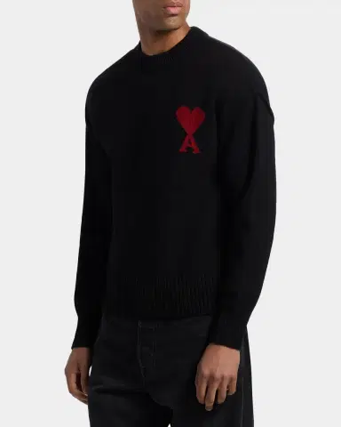 Ami Paris Men 's Ami De Coeur Wool Knit Crewneck Sweater | Thumbnail 4
