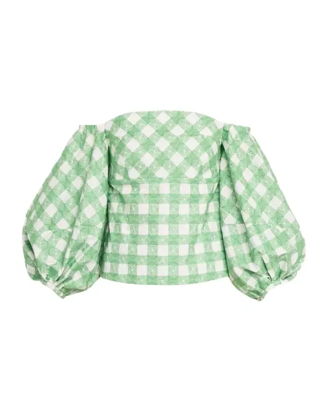 Balloon-Sleeve Empire Off-The-Shoulder Top