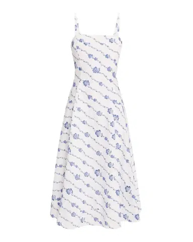 Rosie Assoulin Drop Me A Note Embroidered Poplin Sleeveless Midi Dress | Thumbnail 1 Rosie Assoulin Drop Me A Note Embroidered Poplin Sleeveless Midi Dress | Thumbnail 1