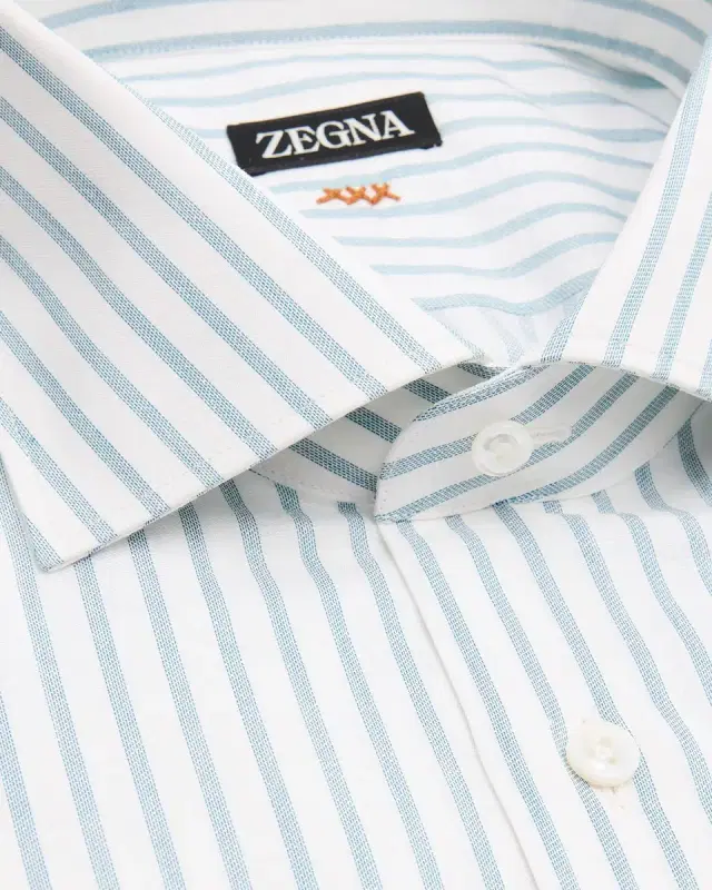 Men's Stitched Pinstripe Cotton Dress Shirt