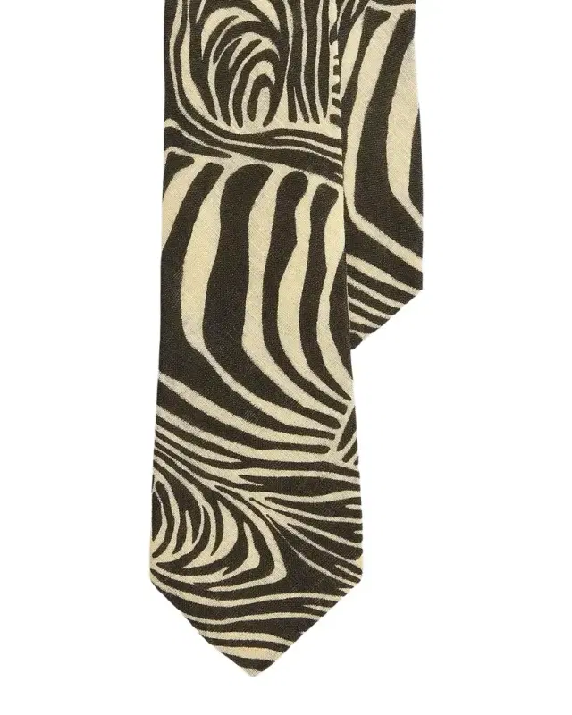 Zebra-Print Linen Tie