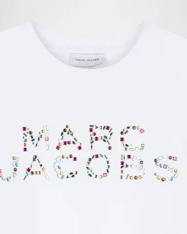 Marc Jacobs Girl 's Rhinestone Logo Short-Sleeved T-Shirt, Size 4-6 | Thumbnail 3