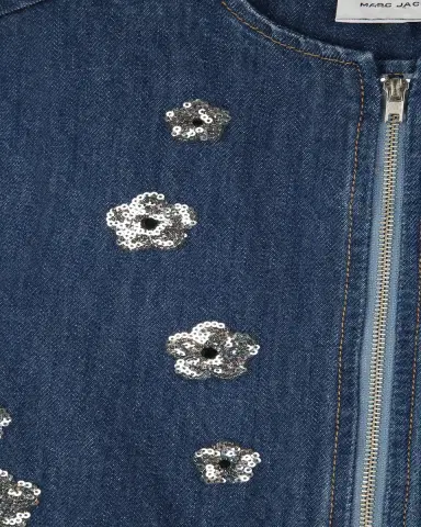 Marc Jacobs Girl 's The Sequin Daisy Denim Dress, Size 4-6 | Thumbnail 4 Marc Jacobs Girl 's The Sequin Daisy Denim Dress, Size 4-6 | Thumbnail 4