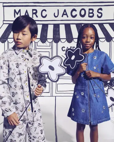Marc Jacobs Girl 's The Sequin Daisy Denim Dress, Size 4-6 | Thumbnail 5 Marc Jacobs Girl 's The Sequin Daisy Denim Dress, Size 4-6 | Thumbnail 5
