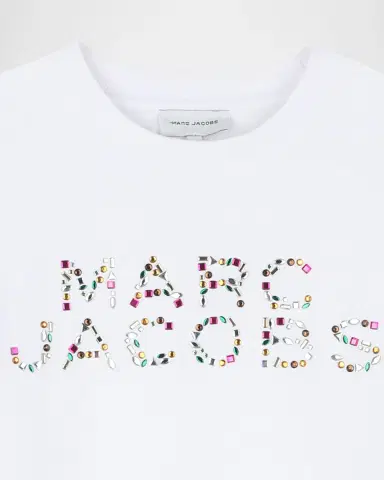 Marc Jacobs Girl 's Rhinestone Logo Short-Sleeved T-Shirt, Size 8- | Thumbnail 3