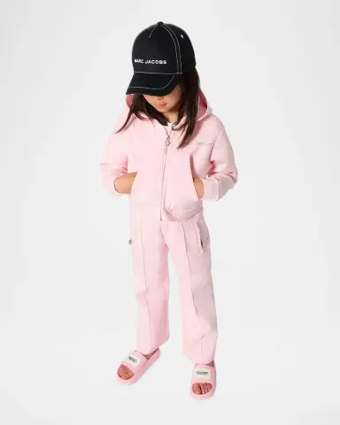 Marc Jacobs Girl's Flower-Zip Jogger Pants, Size 8 | Thumbnail 2 Marc Jacobs Girl's Flower-Zip Jogger Pants, Size 8 | Thumbnail 2