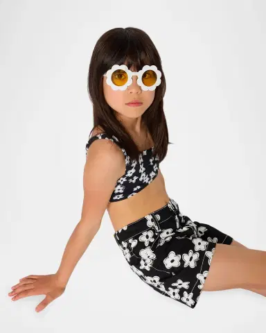 Marc Jacobs Girl 's Daisy-Print Cotton Shorts, Size 4-6 | Thumbnail 4 Marc Jacobs Girl 's Daisy-Print Cotton Shorts, Size 4-6 | Thumbnail 4
