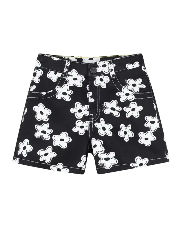 Girl 's Daisy-Print Cotton Shorts, Size 4-6