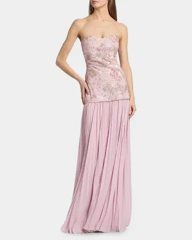 BADGLEY MISCHKA Strapless Beaded Bodice Dropwaist Gown | Thumbnail 2 BADGLEY MISCHKA Strapless Beaded Bodice Dropwaist Gown | Thumbnail 2