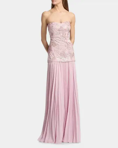 BADGLEY MISCHKA Strapless Beaded Bodice Dropwaist Gown | Thumbnail 4 BADGLEY MISCHKA Strapless Beaded Bodice Dropwaist Gown | Thumbnail 4