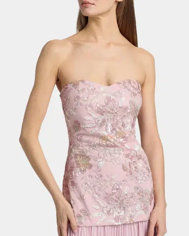 BADGLEY MISCHKA Strapless Beaded Bodice Dropwaist Gown | Thumbnail 5 BADGLEY MISCHKA Strapless Beaded Bodice Dropwaist Gown | Thumbnail 5