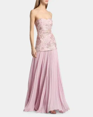 BADGLEY MISCHKA Strapless Beaded Bodice Dropwaist Gown | Thumbnail 7 BADGLEY MISCHKA Strapless Beaded Bodice Dropwaist Gown | Thumbnail 7