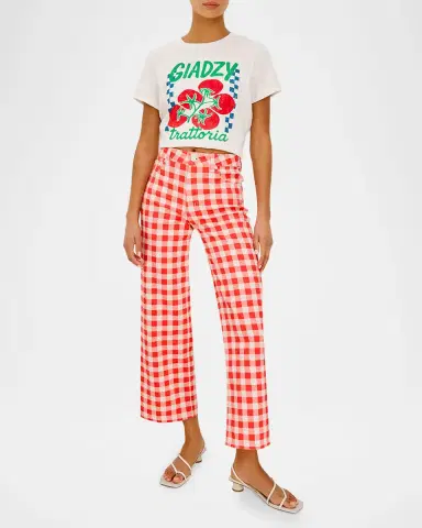 Rails x Giadzy Getty Cropped Wide-Leg Gingham Jeans | Thumbnail 2