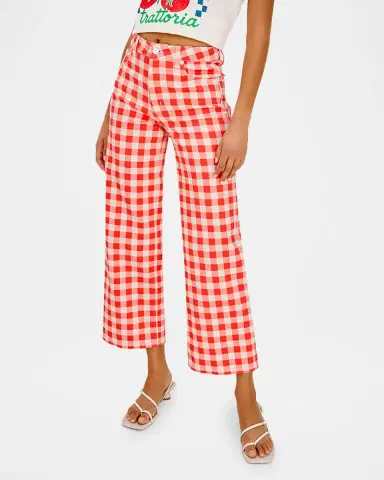 Rails x Giadzy Getty Cropped Wide-Leg Gingham Jeans | Thumbnail 6