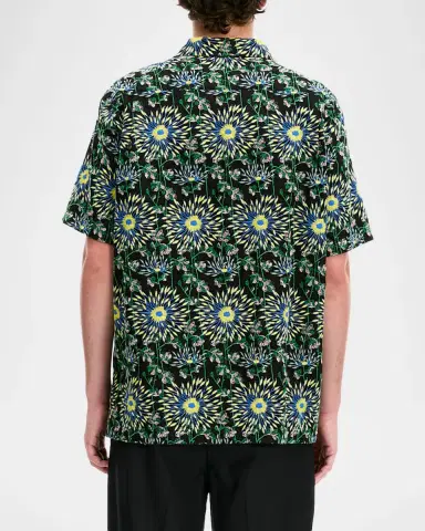 vowels Men's Cotton Firework Floral Short-Sleeve Shirt | Thumbnail 2