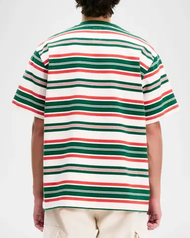 vowels Men's Cotton Multi-Stripe Logo T-Shirt | Thumbnail 2