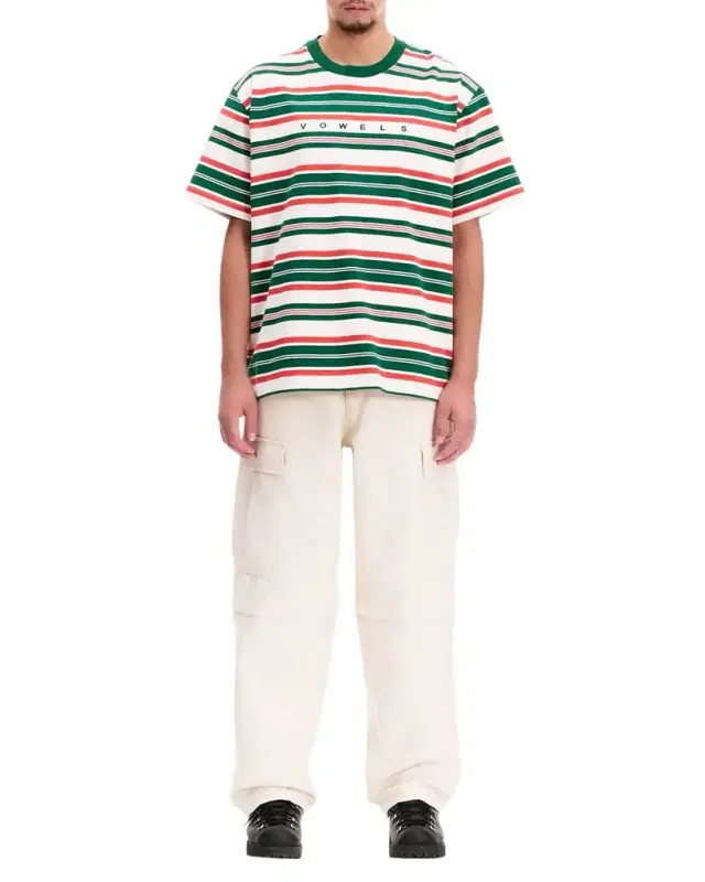 Men's Cotton Multi-Stripe Logo T-Shirt