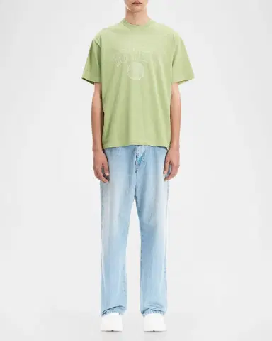 vowels Men's Cotton Faded Collegiate Logo T-Shirt | Thumbnail 2