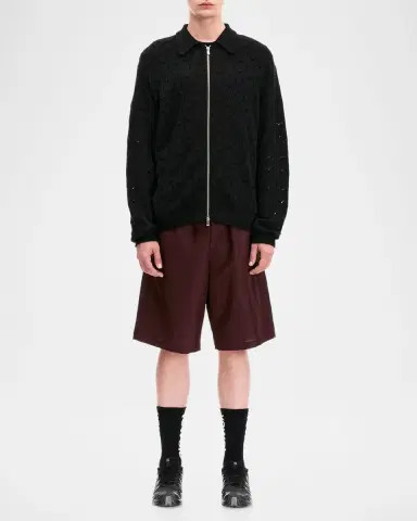 vowels Men's Eyelet Knit Zip-Up Blouson | Thumbnail 2 vowels Men's Eyelet Knit Zip-Up Blouson | Thumbnail 2