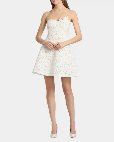 BADGLEY MISCHKA Strapless 3D Floral A-Line Mini Dress | Thumbnail 2 BADGLEY MISCHKA Strapless 3D Floral A-Line Mini Dress | Thumbnail 2
