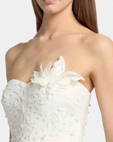 BADGLEY MISCHKA Strapless 3D Floral A-Line Mini Dress | Thumbnail 5 BADGLEY MISCHKA Strapless 3D Floral A-Line Mini Dress | Thumbnail 5