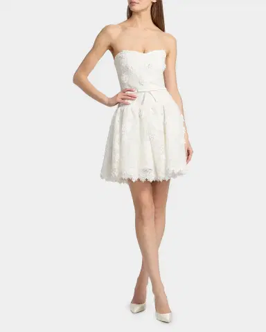 BADGLEY MISCHKA Strapless Bow Dropwaist Mini Dress | Thumbnail 2 BADGLEY MISCHKA Strapless Bow Dropwaist Mini Dress | Thumbnail 2