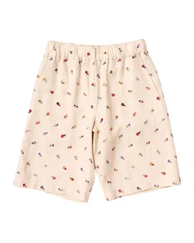 vowels Men's Floral-Embroidered Linen-Blend Pull-On Shorts | Thumbnail 1 vowels Men's Floral-Embroidered Linen-Blend Pull-On Shorts | Thumbnail 1