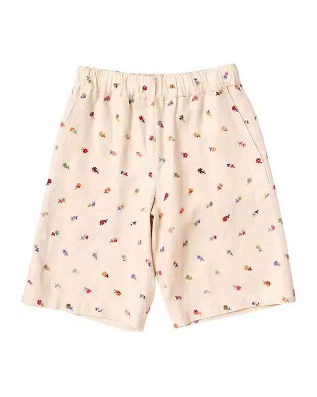 Men 's Floral-Embroidered Linen-Blend Pull-On Shorts