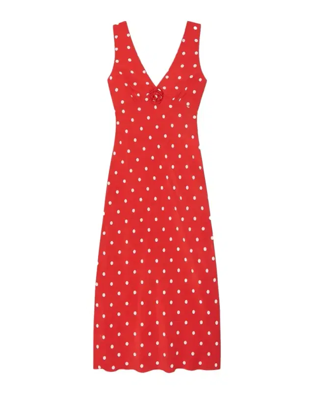 x Giadzy Terena Sleeveless Polka Dot Dress