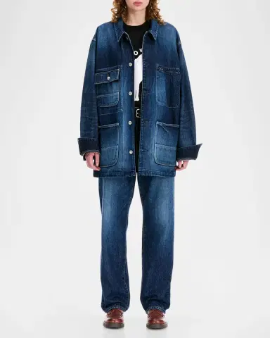 vowels Men's Oversized Denim Chore Jacket | Thumbnail 2 vowels Men's Oversized Denim Chore Jacket | Thumbnail 2