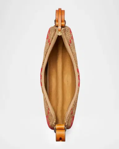 Tory Burch Romy T Monogram Woven Half-Moon Shoulder Bag | Thumbnail 2 Tory Burch Romy T Monogram Woven Half-Moon Shoulder Bag | Thumbnail 2