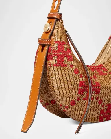 Tory Burch Romy T Monogram Woven Half-Moon Shoulder Bag | Thumbnail 3 Tory Burch Romy T Monogram Woven Half-Moon Shoulder Bag | Thumbnail 3
