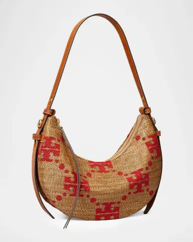 Tory Burch Romy T Monogram Woven Half-Moon Shoulder Bag | Thumbnail 4 Tory Burch Romy T Monogram Woven Half-Moon Shoulder Bag | Thumbnail 4