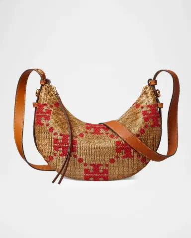 Tory Burch Romy T Monogram Woven Half-Moon Shoulder Bag | Thumbnail 5 Tory Burch Romy T Monogram Woven Half-Moon Shoulder Bag | Thumbnail 5