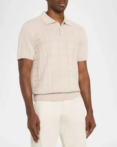 Bugatchi Men's Textured Grid Short-Sleeve Polo Sweater | Thumbnail 4